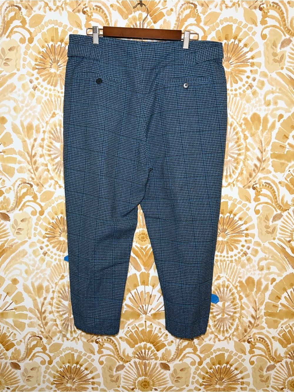 Sundance Blue Plaid Cropped Pants Boho Artisan Trouser Ankle Pants Casual Chic - Picture 5 of 9